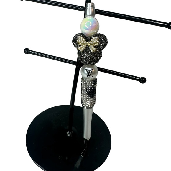 Jeweled Minnie Mouse Disney Louis Vuitton Leopard Silver Bow Beaded Ink Pen - Picture 11 of 14